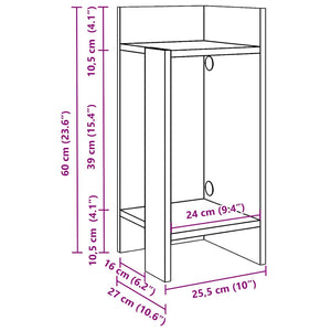 vidaXL Side Table with Shelf Concrete Grey 25.5x27x60 cm