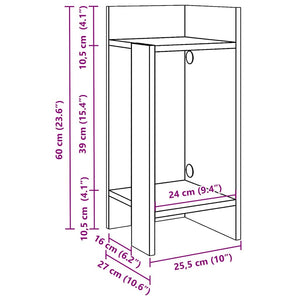 vidaXL Side Tables 2 pcs with Shelf Concrete Grey 25.5x27x60 cm