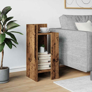 vidaXL Side Table with Shelf Old Wood 25.5x27x60 cm