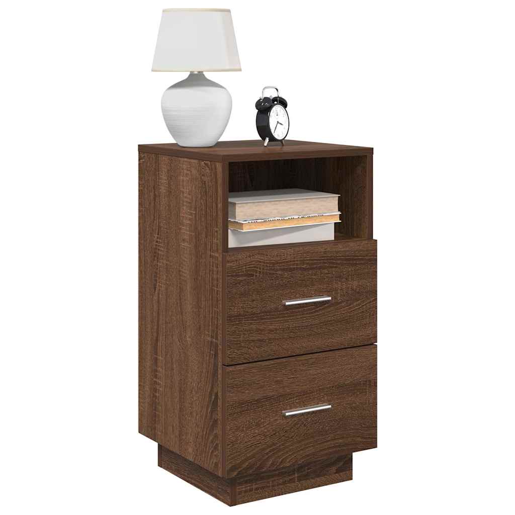 vidaXL Bedside Cabinet with 2 Drawers Brown Oak 36x36x68 cm