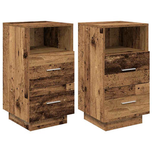 vidaXL Bedside Cabinets 2 pcs with 2 Drawers Old Wood 36x36x68 cm