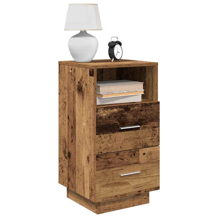 vidaXL Bedside Cabinets 2 pcs with 2 Drawers Old Wood 36x36x68 cm