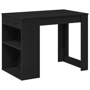 vidaXL Desk with Drawer and Shelf Black Oak 102x62x77.5 cm Engineered Wood