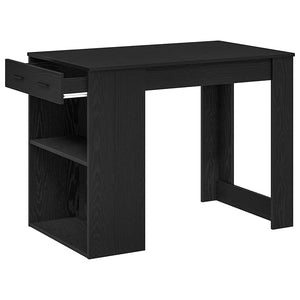 vidaXL Desk with Drawer and Shelf Black Oak 102x62x77.5 cm Engineered Wood