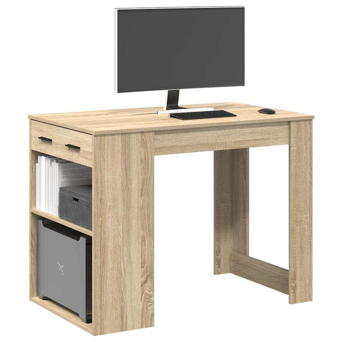 vidaXL Desk with Drawer and Shelf Sonoma Oak 102x62x77.5 cm Engineered Wood