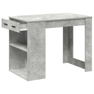 vidaXL Desk with Drawer and Shelf Concrete Grey 102x62x77.5 cm Engineered Wood