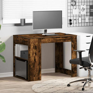 vidaXL Desk with Drawer and Shelf Smoked Oak 102x62x77.5 cm Engineered Wood