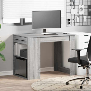 vidaXL Desk with Drawer and Shelf Grey Sonoma 102x62x77.5 cm Engineered Wood