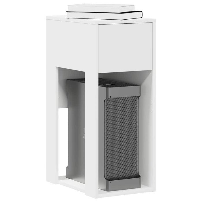 vidaXL Computer Tower Stand with Drawer White 30x44x74 cm