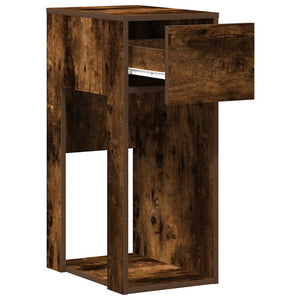 vidaXL Computer Tower Stand with Drawer Smoked Oak 30x44x74 cm