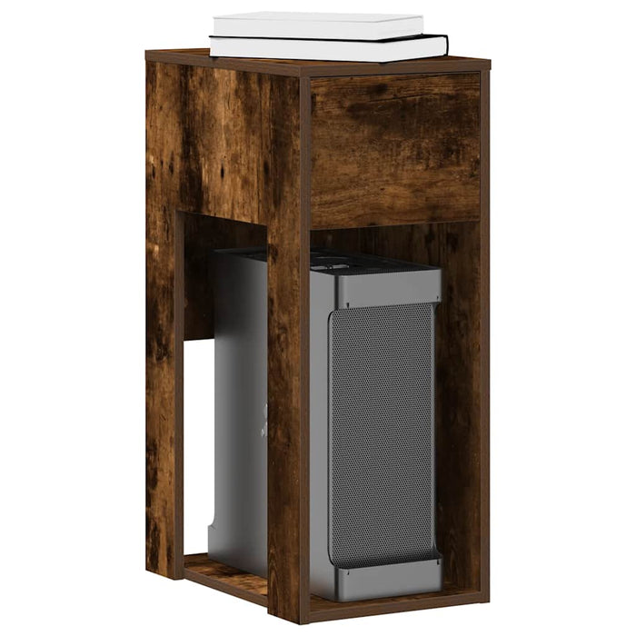 vidaXL Computer Tower Stand with Drawer Smoked Oak 30x44x74 cm