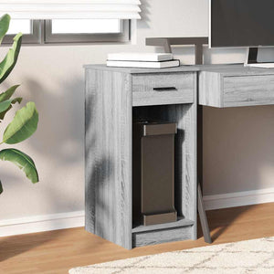 vidaXL Computer Tower Stand with Drawer Grey Sonoma 35x45x77 cm