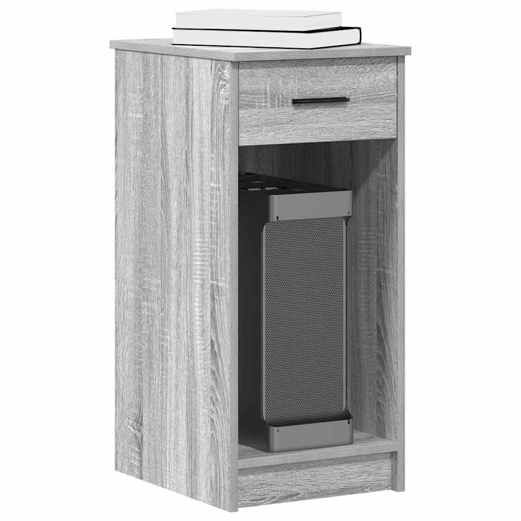 vidaXL Computer Tower Stand with Drawer Grey Sonoma 35x45x77 cm