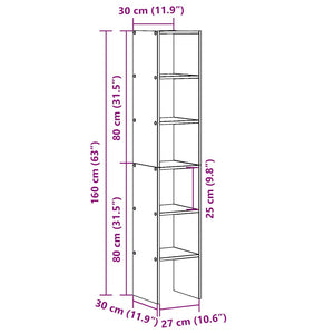 vidaXL Bookcases 2 pcs Stackable Smoked Oak 30x30x80 cm Engineered Wood