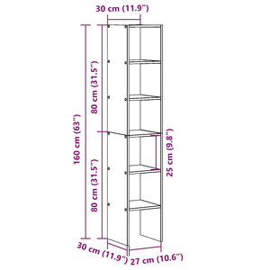 vidaXL Bookcases 2 pcs Stackable Artisan Oak 30x30x80 cm Engineered Wood