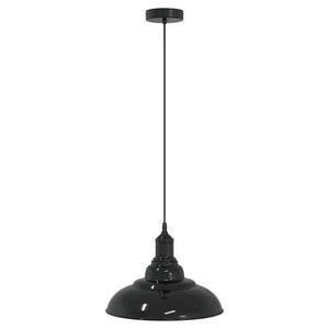 vidaXL Pendant Lamp Height Adjustable E27 Gloss Black Ø 31 cm Metal