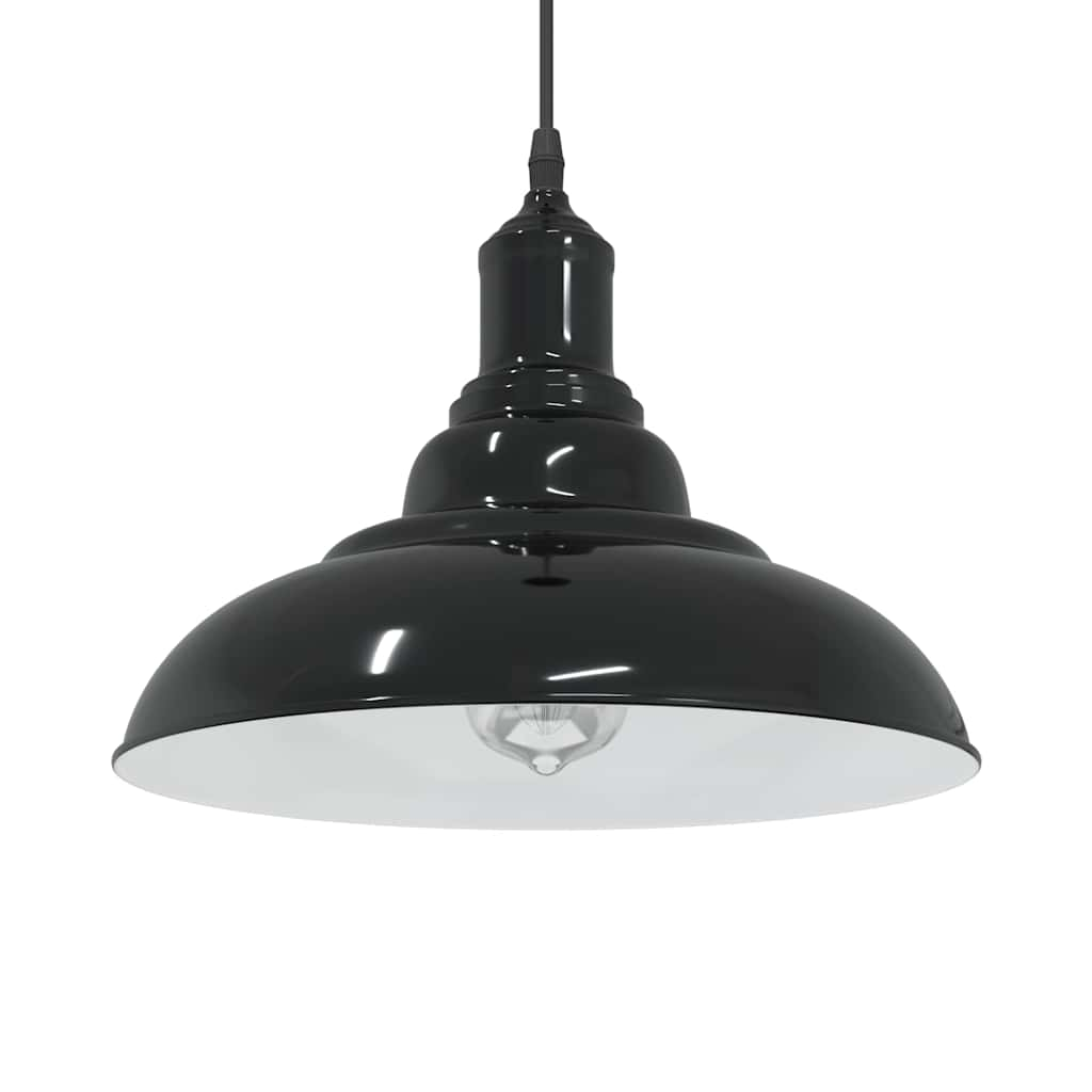 vidaXL Pendant Lamp Height Adjustable E27 Gloss Black Ø 31 cm Metal