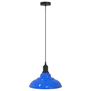 vidaXL Pendant Lamp Height Adjustable E27 Gloss Dark Blue Ø 31 cm Metal