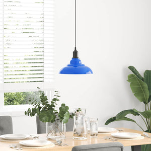 vidaXL Pendant Lamp Height Adjustable E27 Gloss Dark Blue Ø 31 cm Metal