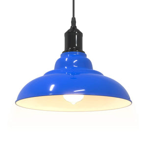 vidaXL Pendant Lamp Height Adjustable E27 Gloss Dark Blue Ø 31 cm Metal