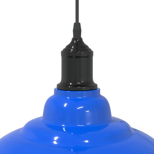 vidaXL Pendant Lamp Height Adjustable E27 Gloss Dark Blue Ø 31 cm Metal