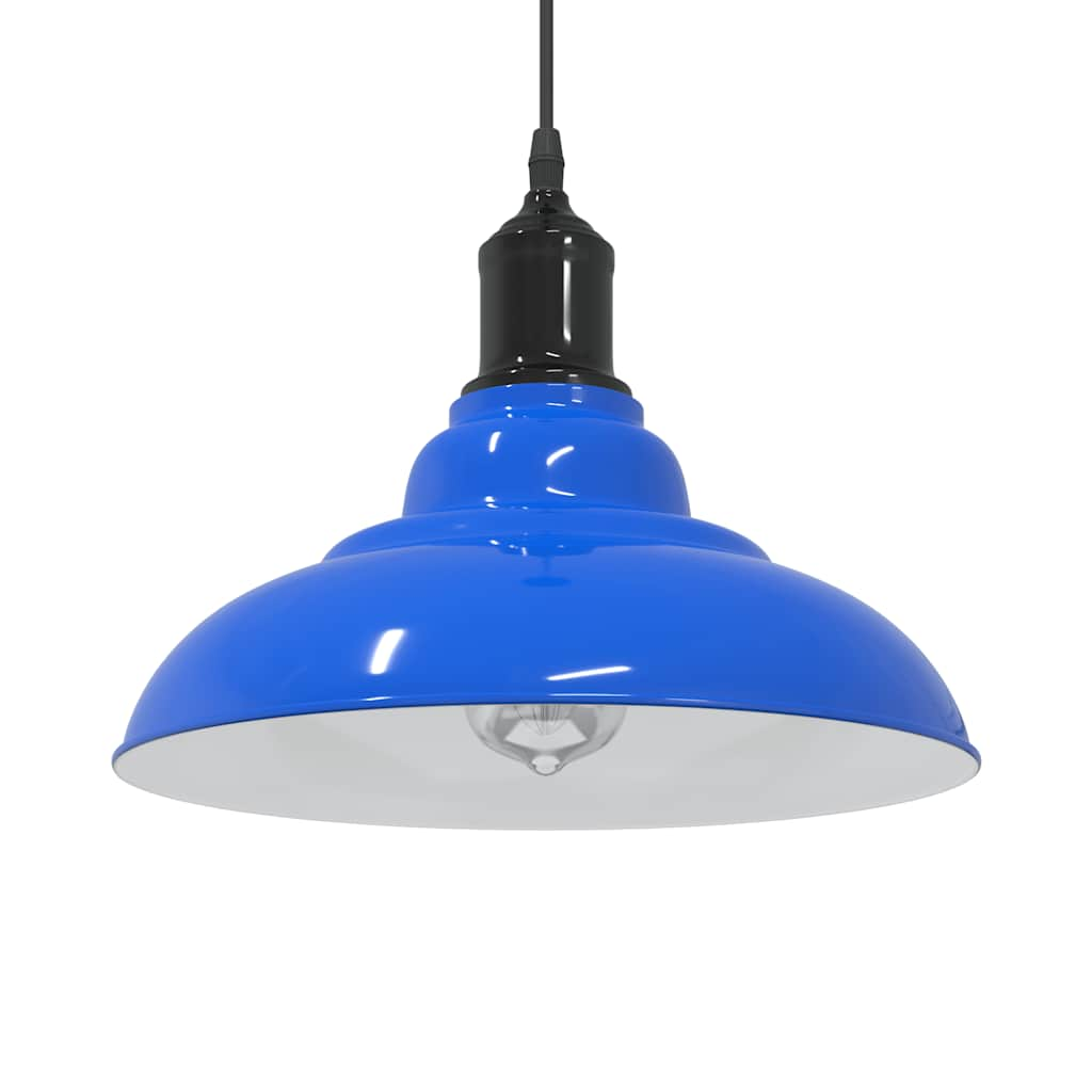 vidaXL Pendant Lamp Height Adjustable E27 Gloss Dark Blue Ø 31 cm Metal