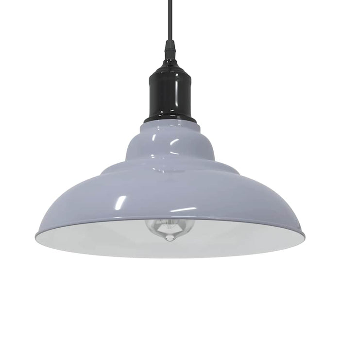 vidaXL Pendant Lamp Height Adjustable E27 Gloss Grey Ø 31 cm Metal