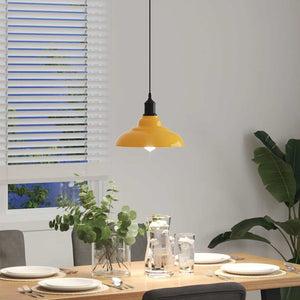 vidaXL Pendant Lamp Height Adjustable E27 Gloss Yellow Ø 31 cm Metal