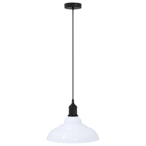 vidaXL Pendant Lamp Height Adjustable E27 Gloss White Ø 31 cm Metal