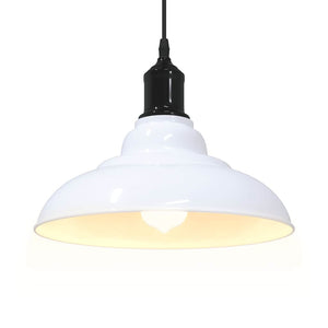 vidaXL Pendant Lamp Height Adjustable E27 Gloss White Ø 31 cm Metal