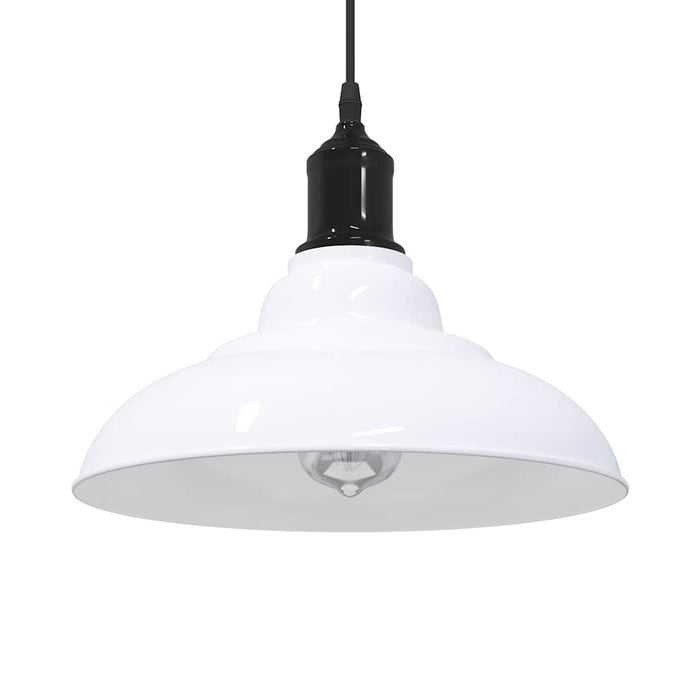 vidaXL Pendant Lamp Height Adjustable E27 Gloss White Ø 31 cm Metal