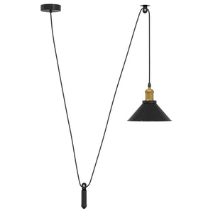 vidaXL Pendant Lamp Height Adjustable E27 Gloss Black Ø 22 cm Metal