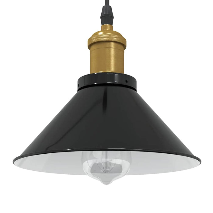 vidaXL Pendant Lamp Height Adjustable E27 Gloss Black Ø 22 cm Metal