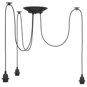 vidaXL Pendant Lamp with 3 Lamp Holders E27 Black Metal