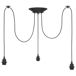 vidaXL Pendant Lamp with 3 Lamp Holders E27 Black Metal