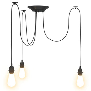 vidaXL Pendant Lamp with 3 Lamp Holders E27 Black Metal