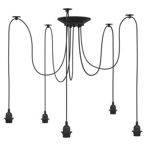 vidaXL Pendant Lamp with 5 Lamp Holders E27 Black Metal