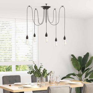 vidaXL Pendant Lamp with 5 Lamp Holders E27 Black Metal