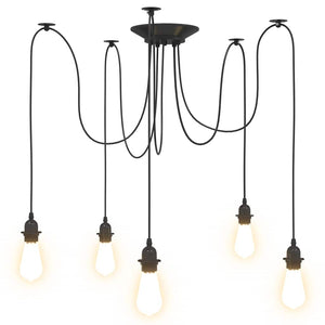 vidaXL Pendant Lamp with 5 Lamp Holders E27 Black Metal