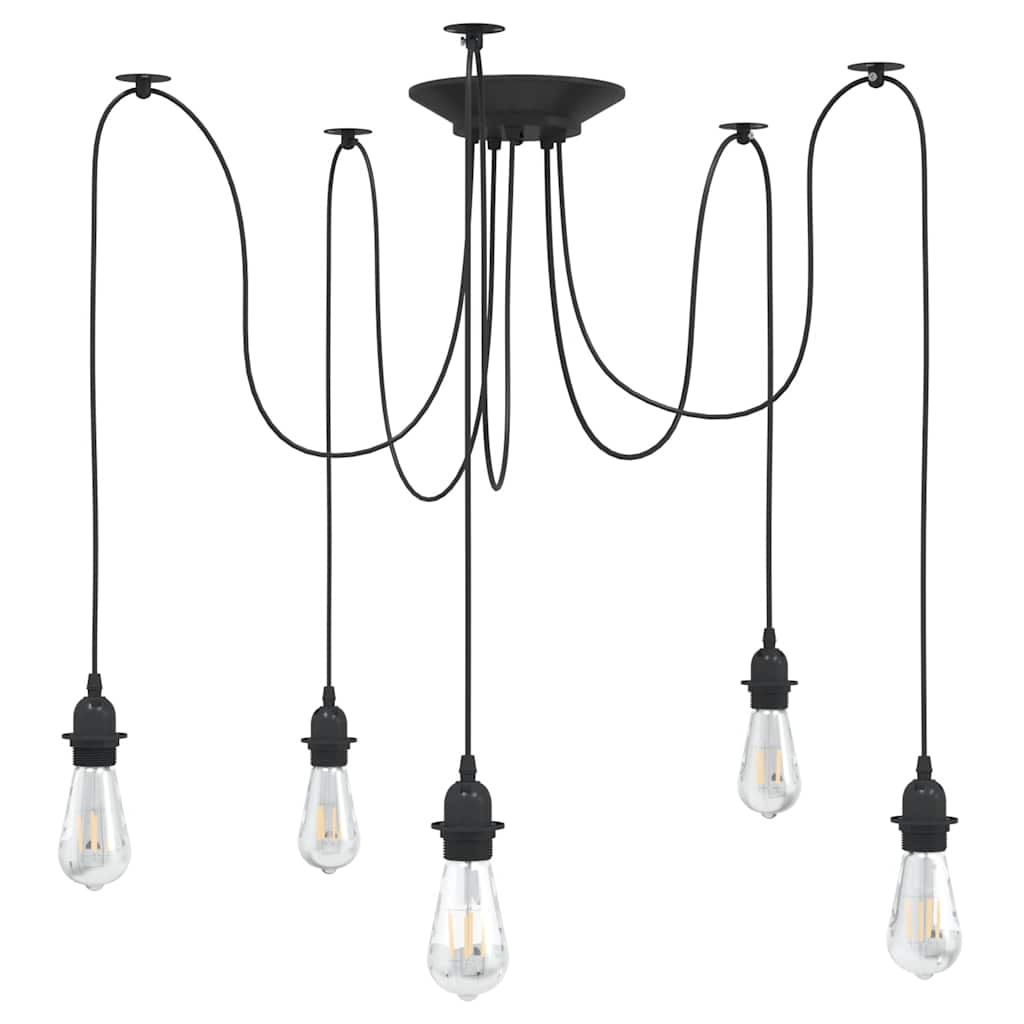 vidaXL Pendant Lamp with 5 Lamp Holders E27 Black Metal