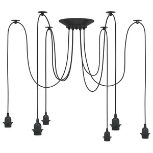 vidaXL Pendant Lamp with 6 Lamp Holders E27 Black Metal