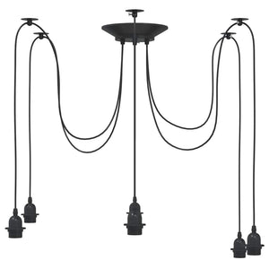 vidaXL Pendant Lamp with 6 Lamp Holders E27 Black Metal