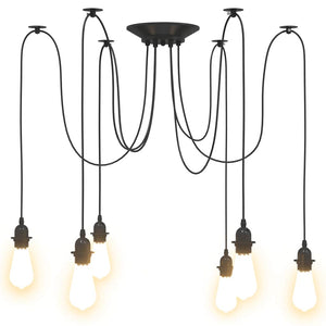 vidaXL Pendant Lamp with 6 Lamp Holders E27 Black Metal