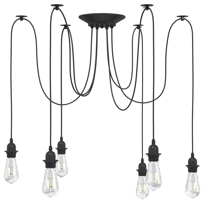 vidaXL Pendant Lamp with 6 Lamp Holders E27 Black Metal