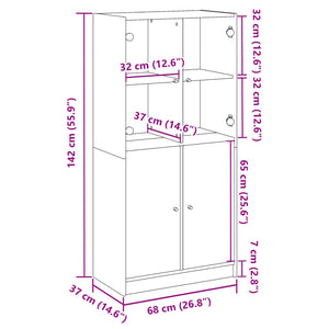 vidaXL Highboard with Doors Artisian Oak 68x37x142 cm Engineered Wood