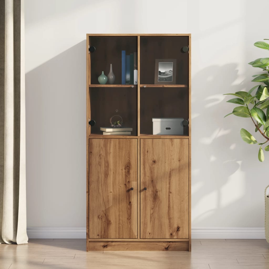 vidaXL Highboard with Doors Artisian Oak 68x37x142 cm Engineered Wood