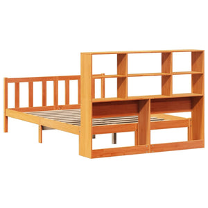 vidaXL Bookcase Bed without Mattress Wax Brown 135x190 cm Double Solid Wood Pine