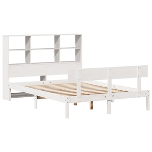 vidaXL Bookcase Bed without Mattress White 135x190 cm Solid Wood Pine