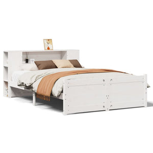 vidaXL Bookcase Bed without Mattress White 160x200cm Solid Wood Pine