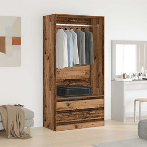 vidaXL Wardrobe Old Wood 100x50x200 cm Engineered Wood